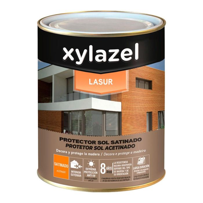 Xylazel Protector Madera Sol Satinado Incoloro 0,375 L Protección UV Repelente Agua Interior Exterior Veta Visible 0 Xylazel Protector Madera Sol Satinado Incoloro 0,375 L Protección UV Repelente Agua Interior Exterior Veta Visible 0
