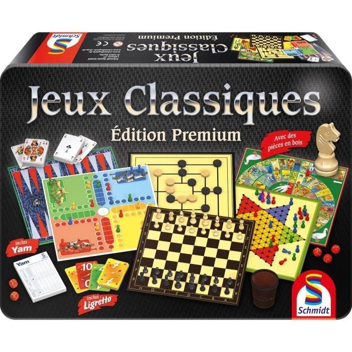 Caja de juegos clásicos de edición premium - Juego de mesa - SCHMIDT SPIELE - Caja de metal Caja de juegos clásicos de edición premium - Juego de mesa - SCHMIDT SPIELE - Caja de metal