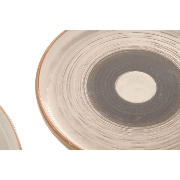 DKD Home Decor Vajilla Gres Beige Set de 18 Piezas Apto Microondas y Lavavajillas 27 x 27 x 2.8 cm 2
