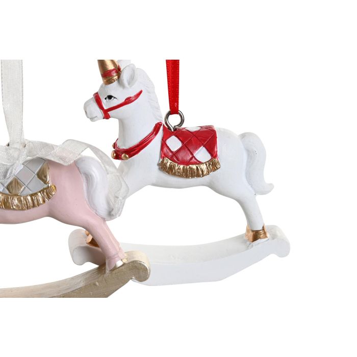 DKD Home Decor Adorno Figura de Navidad Tradicional Caballo de Resina Blanco y Rosa, Set de 2 Unidades, 3x6.5x9 cm 2 DKD Home Decor Adorno Figura de Navidad Tradicional Caballo de Resina Blanco y Rosa, Set de 2 Unidades, 3x6.5x9 cm 2