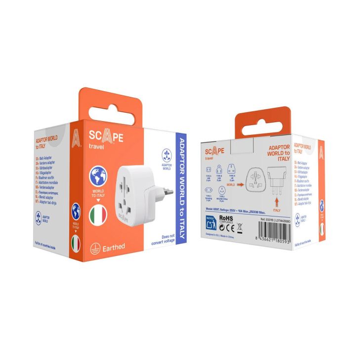 Scape Travel Adaptador de viaje Internacional a Italia 2