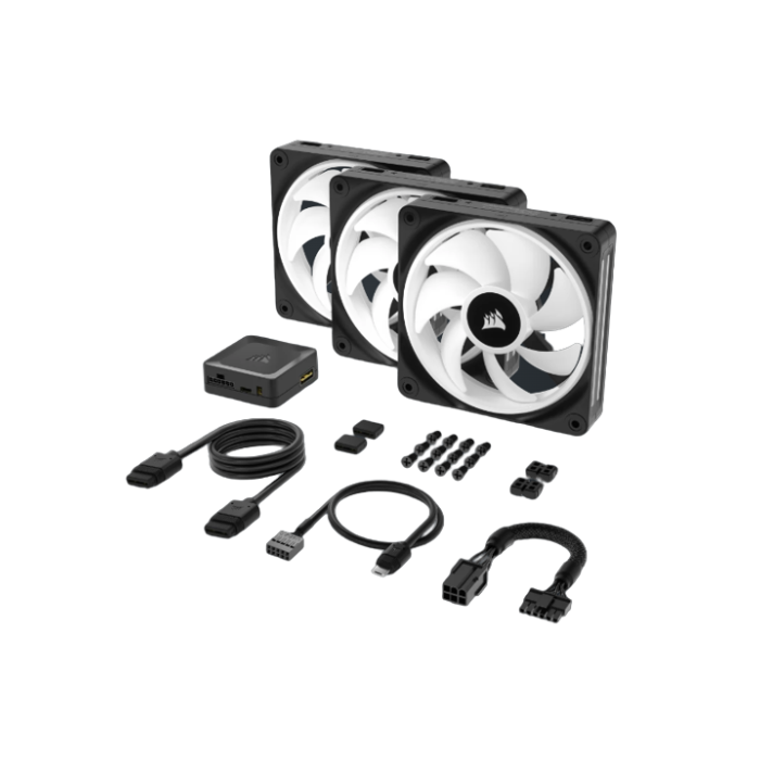 Corsair CO-9051002-WW Sistema de refrigeración para PC Ventilador 12 cm Negro, Blanco (3 Piezas) 6