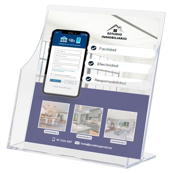 Portafolletos Sobremesa A.2000 A4 Vertical 1 Compartimento Premium Cristal 1