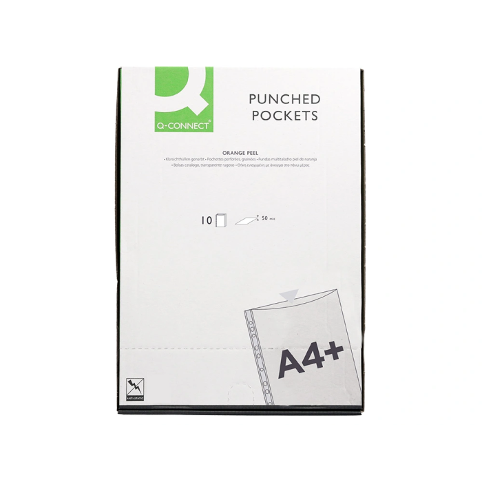 Q-connect Funda multitaladro folio piel de naranja 50 micras A4+ bolsa 10 unidades 5
