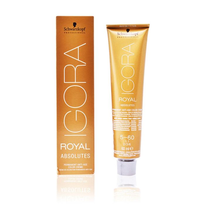 Schwarzkopf IGORA ROYAL ABSOLUTES Tinte Coloración Permanente Anti-Edad #5-60 para Cabellos Maduros, Cobertura 100% Canas 60 ml