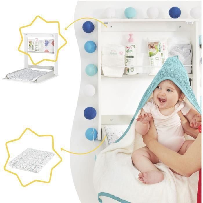 Cambiador de pared Badabulle Plouf, con cambiador incluido - Plegable y compacto 4 Cambiador de pared Badabulle Plouf, con cambiador incluido - Plegable y compacto 4