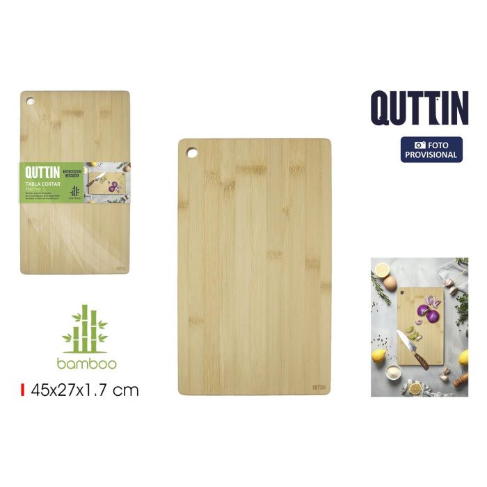 Quttin Tabla para Cortar de Bambú 45 x 27 cm - Utensilio de Cocina Resistente y Ecológico (12 Unidades)