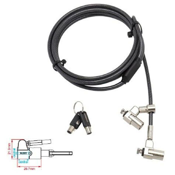 Urban Factory Cable De Seguridad Con Llave Y Doble Cabezal Kensington Para Portátil Urban Factory Cable De Seguridad Con Llave Y Doble Cabezal Kensington Para Portátil