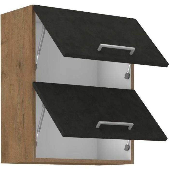 Mueble alto ROCK - Melamina con decoración roble lancelot y gris matera - 1 puerta - L60 x H72 cm