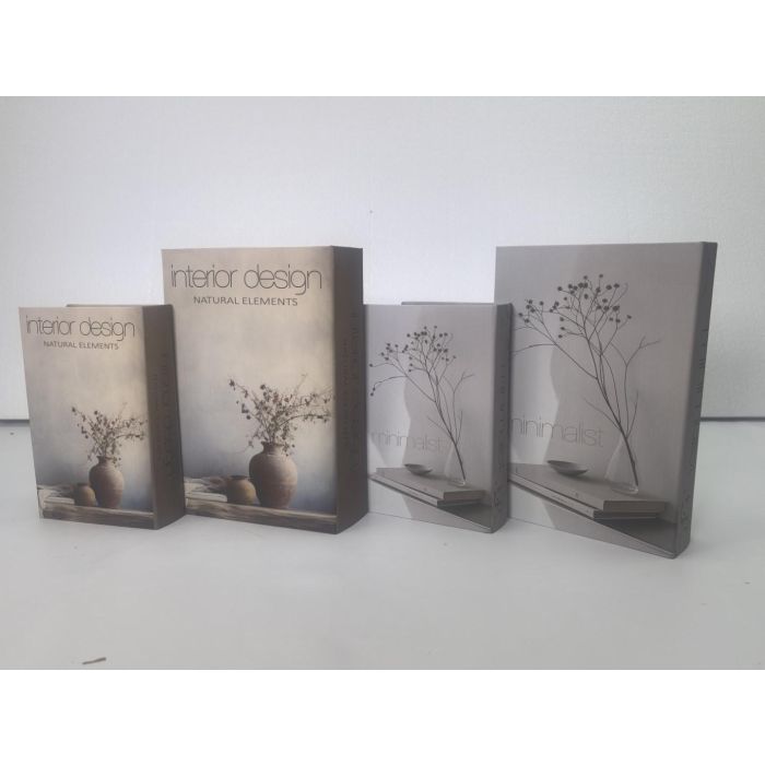Caja Libro Scandi DKD Home Decor Gris 7 x 30 x 21 cm Set de 2 (2 Unidades) 1