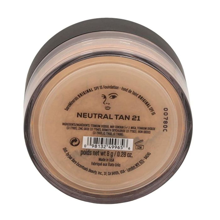 bareMinerals ORIGINAL Base Maquillaje Mineral Polvo Suelto SPF 15 Vegana No Comedogénica Tono #21 Neutral Tan 8g 1