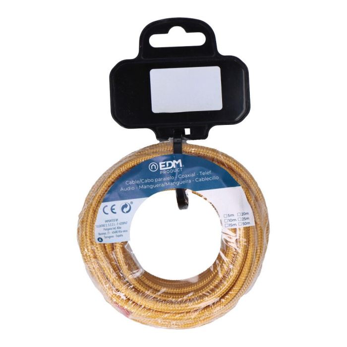 Edm Carrete cable cordón tubular H03VV-F 2x0,75 mm² oro oscuro 5 m 1 Edm Carrete cable cordón tubular H03VV-F 2x0,75 mm² oro oscuro 5 m 1