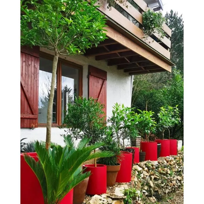 Riviera Contenedor Redondo de Granito 50 Rojo - Contenedor de Doble Pared con Sistema de Retención de Agua, 100% Reciclable, Fabricación Francesa Riviera Contenedor Redondo de Granito 50 Rojo - Contenedor de Doble Pared con Sistema de Retención de Agua, 100% Reciclable, Fabricación Francesa