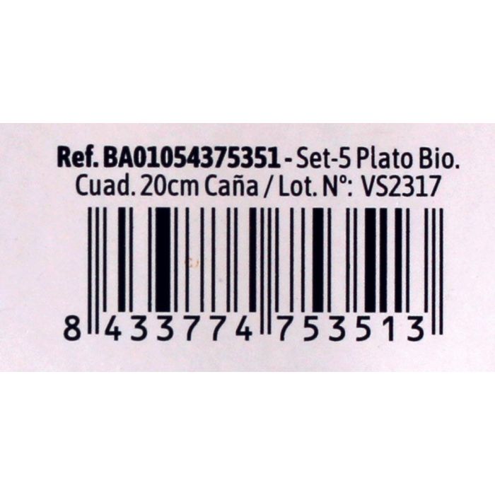 Set de 5 Platos Biodegradables Cuadrados 20 cm Algon (24 Cajas) 6 Set de 5 Platos Biodegradables Cuadrados 20 cm Algon (24 Cajas) 6