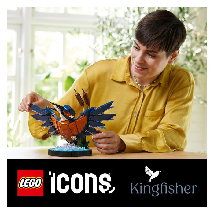 Lego 10331 Icons Kingfisher (Kungsfiskare) Fauna 2024 V29 - Set de construcción de kungsfiskare para adultos con soporte de exhibición