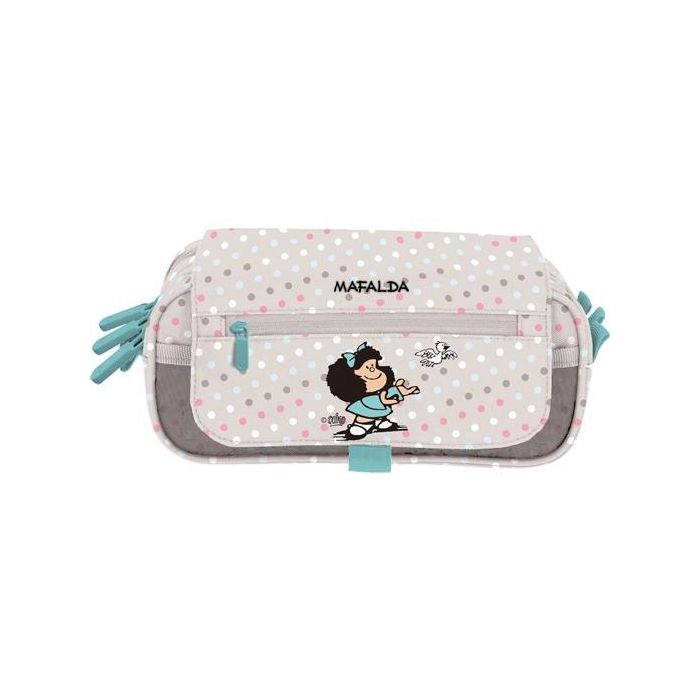 Grafoplás Portatodo Triple C-Solapa Mafalda Bird, 3 compartimentos, 23x10x10 cm, tiradores con logo