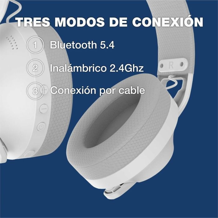 Coolbox Auriculares WB01 Inalámbricos Bluetooth 5.4 con Micrófono Extraíble y RGB - Blanco 4