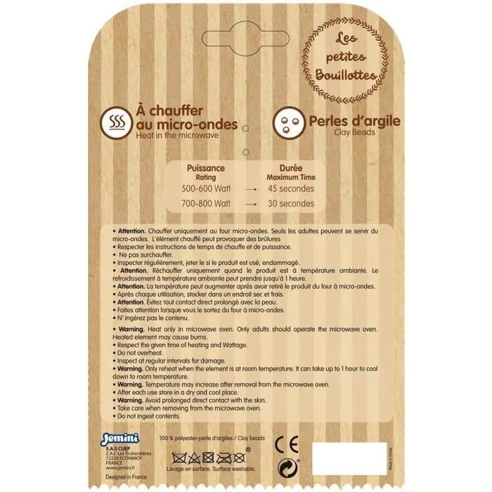 Jemini Botella de Agua Caliente Teddy bear - Microperlas de Arcilla para Microondas, +/- 19 cm 2 Jemini Botella de Agua Caliente Teddy bear - Microperlas de Arcilla para Microondas, +/- 19 cm 2