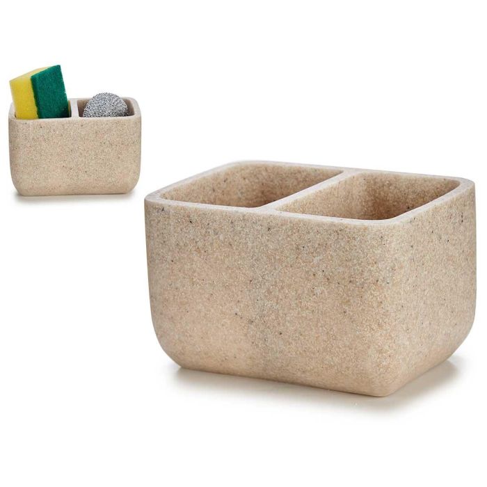 Estropajero Doble Piedra Kinvara 12x7x9 cm, Resina, Crema, Incluye 2 Estropajos (18 Unidades) Estropajero Doble Piedra Kinvara 12x7x9 cm, Resina, Crema, Incluye 2 Estropajos (18 Unidades)