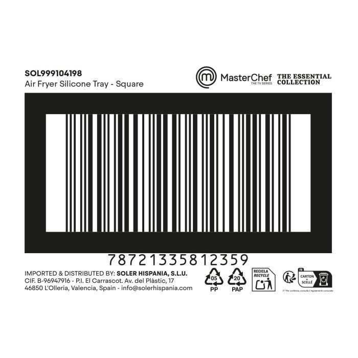 Inde Molde Cuadrado Silicona Freidora Aire 20x20x3 cm (24 Unidades) 2