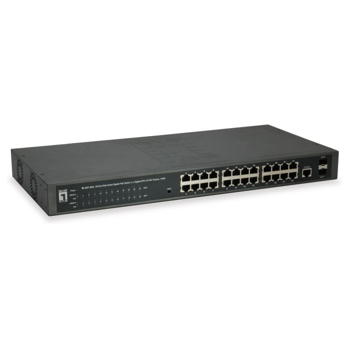LevelOne GEP-2652 Switch Gestionado 24x PoE+ Gigabit Ethernet Montaje en Rack 370W 2xSFP 0 LevelOne GEP-2652 Switch Gestionado 24x PoE+ Gigabit Ethernet Montaje en Rack 370W 2xSFP 0