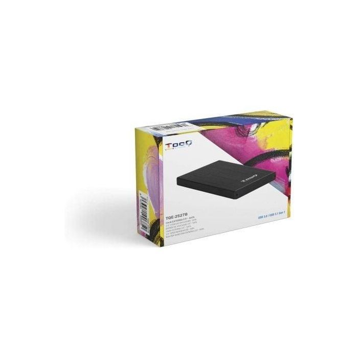 Tooq TQE-2527B Caja Externa para Disco Duro 2.5" USB 3.1 Gen 1 5Gbps UASP, compatible HDD/SSD SATA III 4TB, Aluminio Negro 4