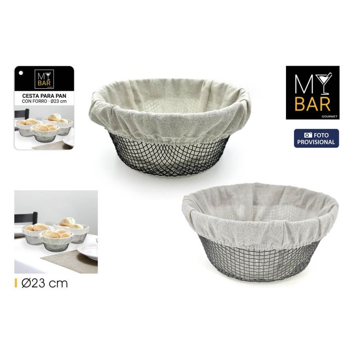 Cesta Pan Metal Redonda con Forro 23 cm My Bar - Inde (12 Unidades) Cesta Pan Metal Redonda con Forro 23 cm My Bar - Inde (12 Unidades)