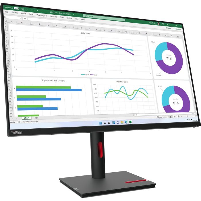Lenovo T32h-30 ThinkVision Monitor 31.5" QHD IPS HDMI DisplayPort USB-C/Dock Negro 5