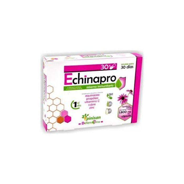 PINISAN Echinapro 30 Cápsulas con Propóleo, Equinácea, Zinc, Cobre y Vitamina C para el Sistema Inmunitario