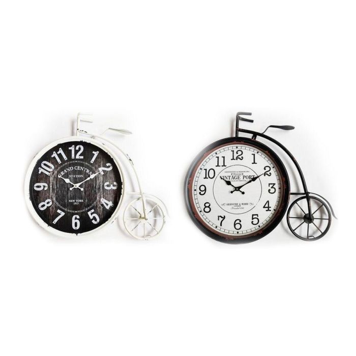 Reloj Pared Vintage DKD Home Decor Negro Blanco 6 x 50 x 60 cm (2 Unidades)