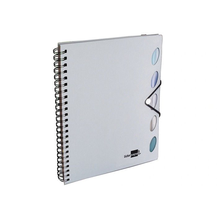 Liderpapel Cuaderno Espiral Micro Executive A4 Plástico 100 Hojas Cuadro 5mm Con Gomilla Plata 2