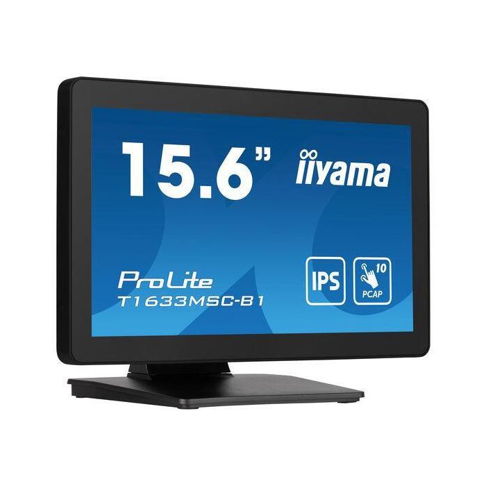 Monitor Iiyama 15,6" Pcap Bezel Free Front, 10P Touch, 1920X1080, Displayport, Hdmi, 385Cd/M² (With Touch), Speakers, Usb Interface Hub 2X 2.0, External Power Adapter, 10P Touch With Supported Os (T1633MSC-B1) Monitor Iiyama 15,6" Pcap Bezel Free Front, 10P Touch, 1920X1080, Displayport, Hdmi, 385Cd/M² (With Touch), Speakers, Usb Interface Hub 2X 2.0, External Power Adapter, 10P Touch With Supported Os (T1633MSC-B1)