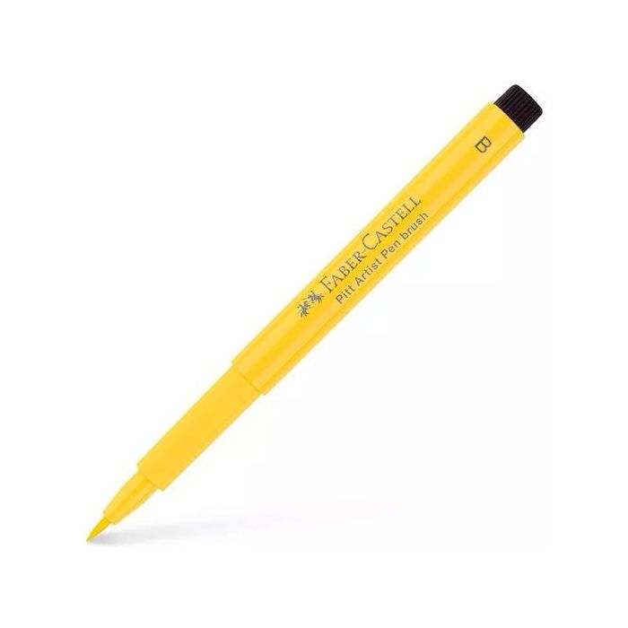 Faber Castell Rotulador Pitt Artist Pen Brush, Punta Pincel Flexible, Amarillo Cadmio Oscuro 108, Tinta Pigmentada Permanente, 10 Unidades (10 Unidades)