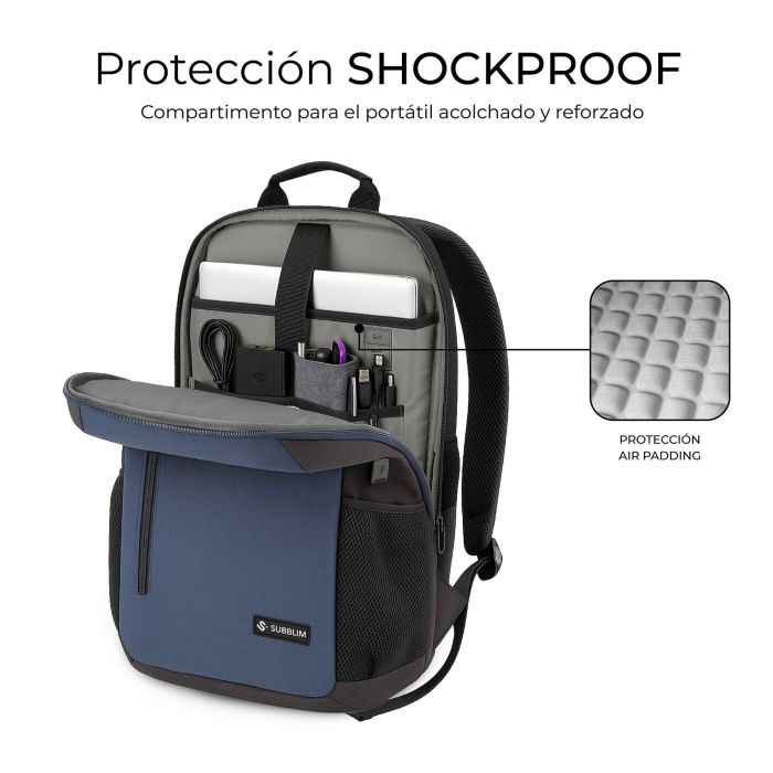 Subblim SUBBP-5NXAP02 Xpand Air Padding Backpack, Mochila para Portátiles 15.6", Protección 360°, 18-21L Adaptable, USB-C, Azul 2