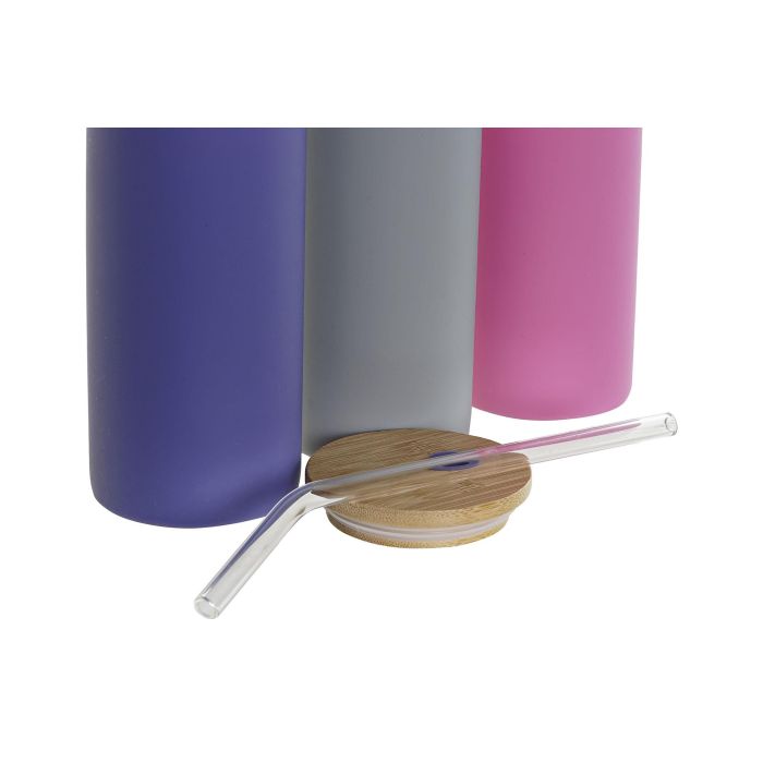 DKD Home Decor Botella Scandi Borosilicato y Bambú con Pajita 450ml Surtido de Colores Apto Lavavajillas Pack 12 Unidades 1 DKD Home Decor Botella Scandi Borosilicato y Bambú con Pajita 450ml Surtido de Colores Apto Lavavajillas Pack 12 Unidades 1