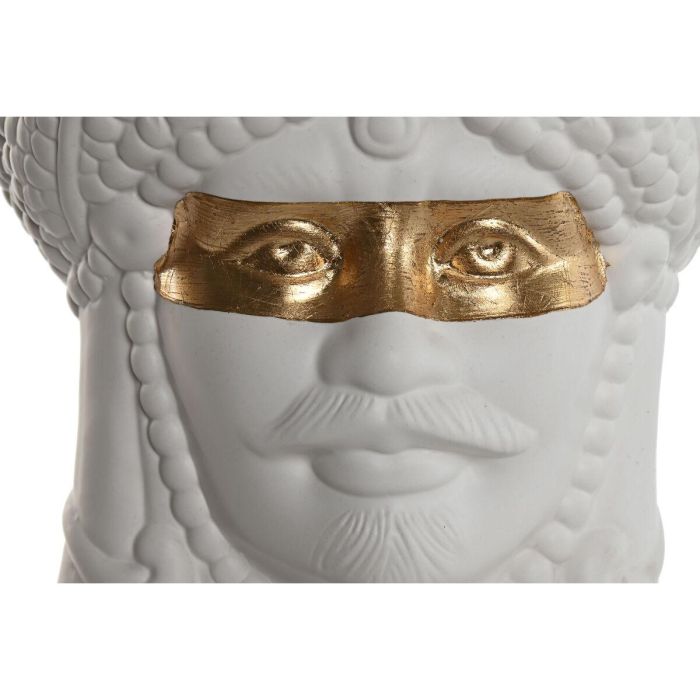 Macetero Mediterraneo DKD Home Decor Blanco Dorado 15 x 26.5 x 15 cm (2 Unidades) 2 Macetero Mediterraneo DKD Home Decor Blanco Dorado 15 x 26.5 x 15 cm (2 Unidades) 2