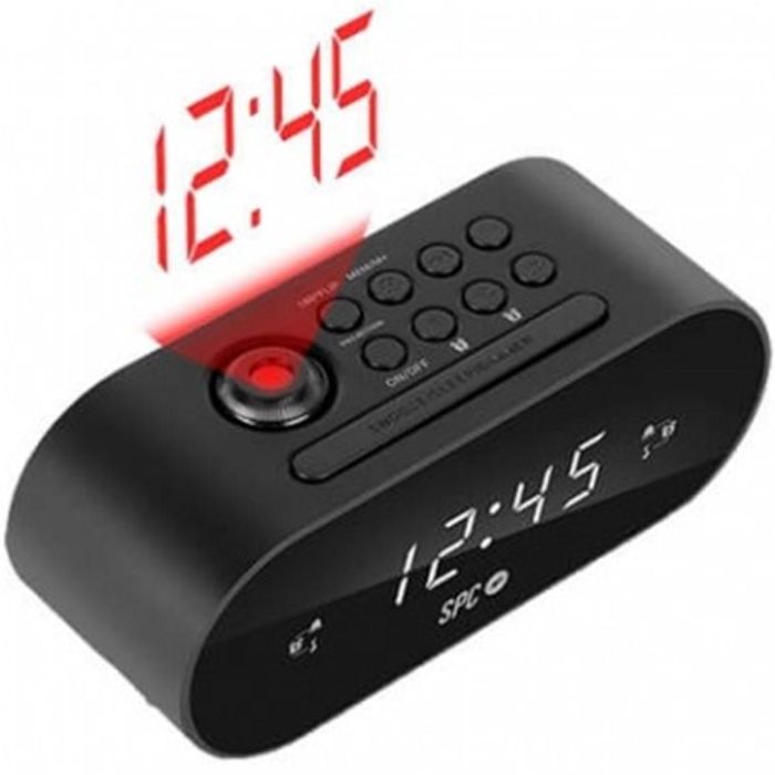 SPC 4586N Despertador Frodi Max Radio FM con Proyector de Hora, Alarma Dual, Función Snooze y Sleep, Pantalla LED 0.9'' 1