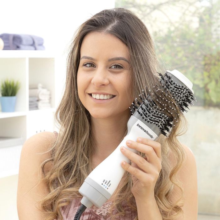 Cepillo Secador y Voluminizador Iónico Volumio InnovaGoods Blanco Gris 1000 W Cepillo Secador y Voluminizador Iónico Volumio InnovaGoods Blanco Gris 1000 W