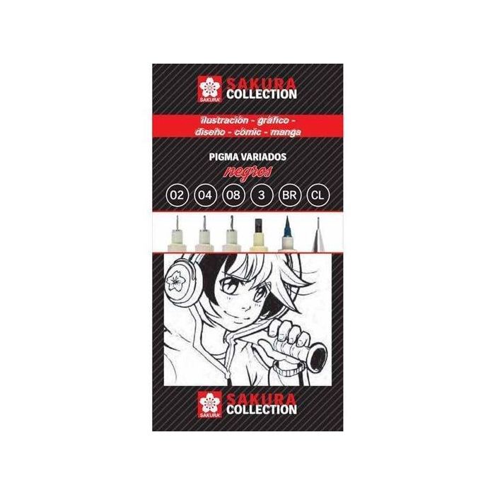 Talens Sakura Collection Set De Rotuladores Pigma Variados + Portaminas Negro Talens Sakura Collection Set De Rotuladores Pigma Variados + Portaminas Negro