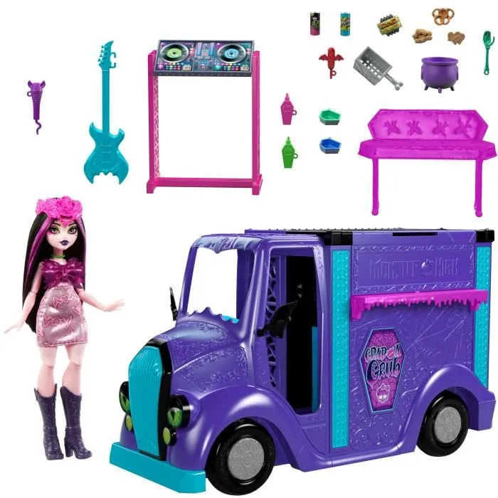 Monster High Autobús Blood-sational Rock-Set con Muñeca y Autobús HXH83 5