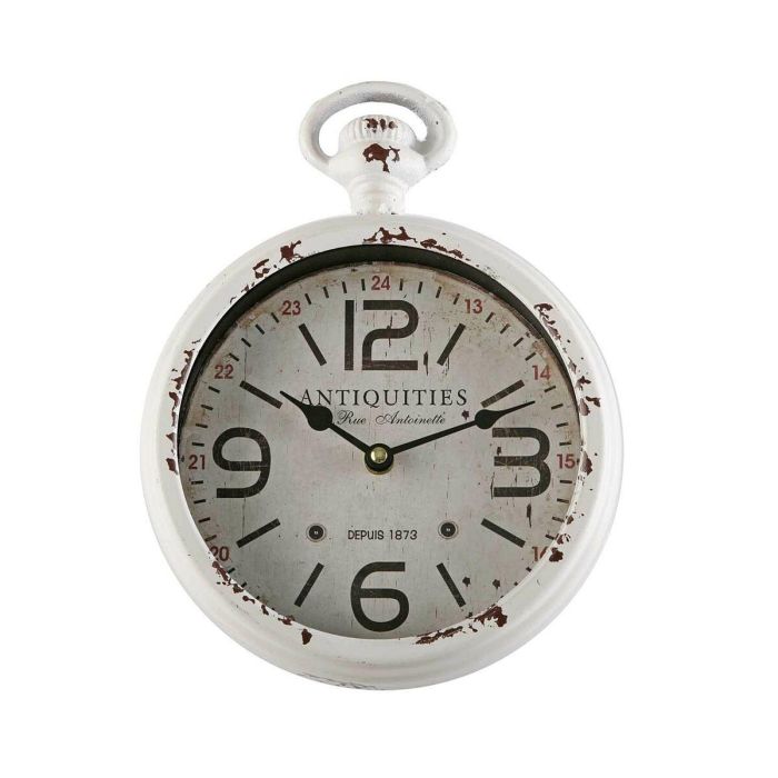 Reloj de Pared Versa Antiques Blanco Acero Vintage 4,5 x 28 x 22 cm Reloj de Pared Versa Antiques Blanco Acero Vintage 4,5 x 28 x 22 cm