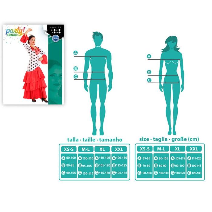 Disfraz Flamenca Sevillana Blanco Rojo Mujer Adulto XXL 3 Disfraz Flamenca Sevillana Blanco Rojo Mujer Adulto XXL 3