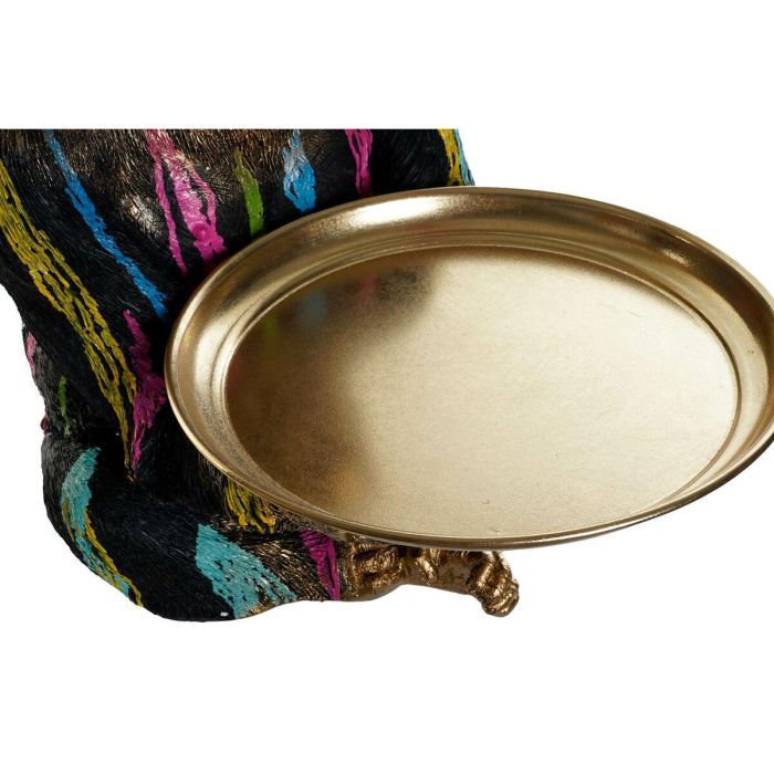 DKD Home Decor Figura Decorativa Gorila con Bandeja de Resina Estilo Moderno Multicolor y Dorado 46x50.5x38 cm 1