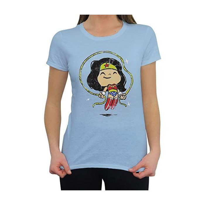 Funko Camiseta Wonder Woman Super Cute Tee Azul Claro Talla L Niñas 6-10 Años 1