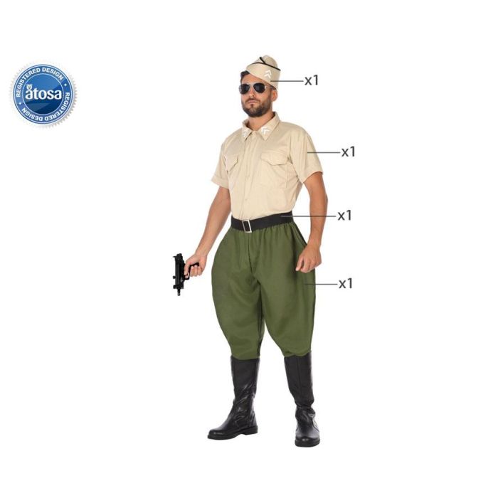 Disfraz de Soldado Americano Verde para Hombre Adulto Talla XL de Polyester - Completo con Gorro, Camiseta, Cinturón y Pantalón Disfraz de Soldado Americano Verde para Hombre Adulto Talla XL de Polyester - Completo con Gorro, Camiseta, Cinturón y Pantalón