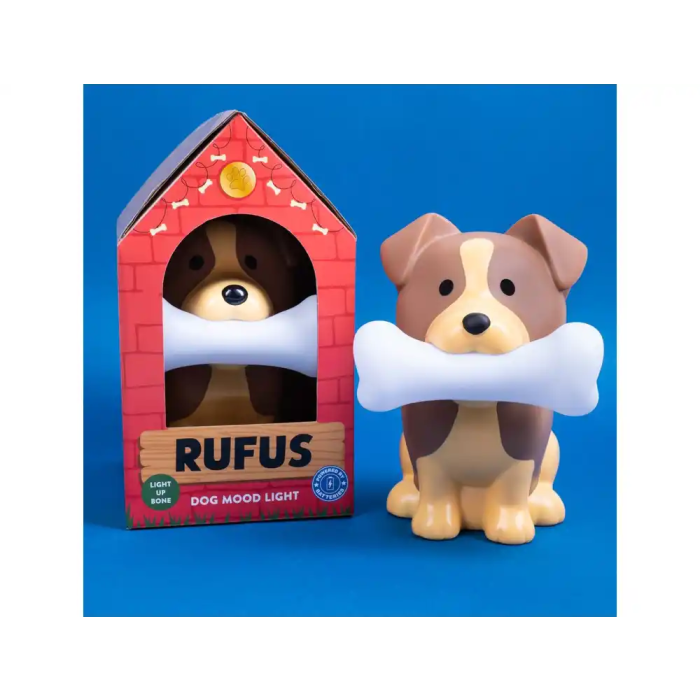 Wondee Lámpara Rufus The Dog Luz Ambiente Perro con Hueso Brillante 11,5 x 13,8 x 14,3 cm Batería 3
