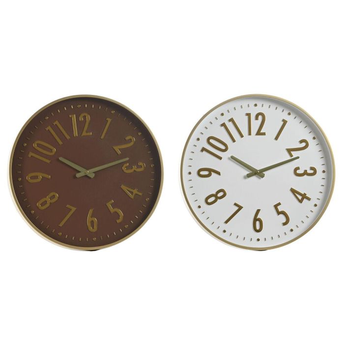 Reloj Pared Glam DKD Home Decor Blanco Marron 4 x 45 x 45 cm (2 Unidades) Reloj Pared Glam DKD Home Decor Blanco Marron 4 x 45 x 45 cm (2 Unidades)