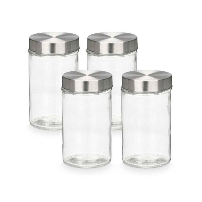 Set 4 Tarro Redondo Tapa Acero 1L Vivalto 41X18CM (8 Unidades) 1 Set 4 Tarro Redondo Tapa Acero 1L Vivalto 41X18CM (8 Unidades) 1