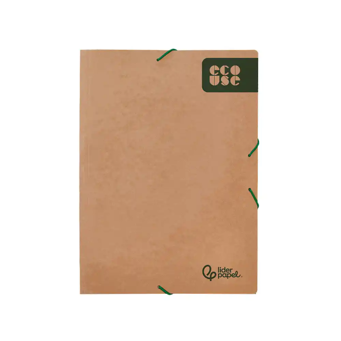 Liderpapel Carpeta Gomas Tres Solapas Ecouse Cartulina 400 gr DIN A4+ Color Kraft Marron 1