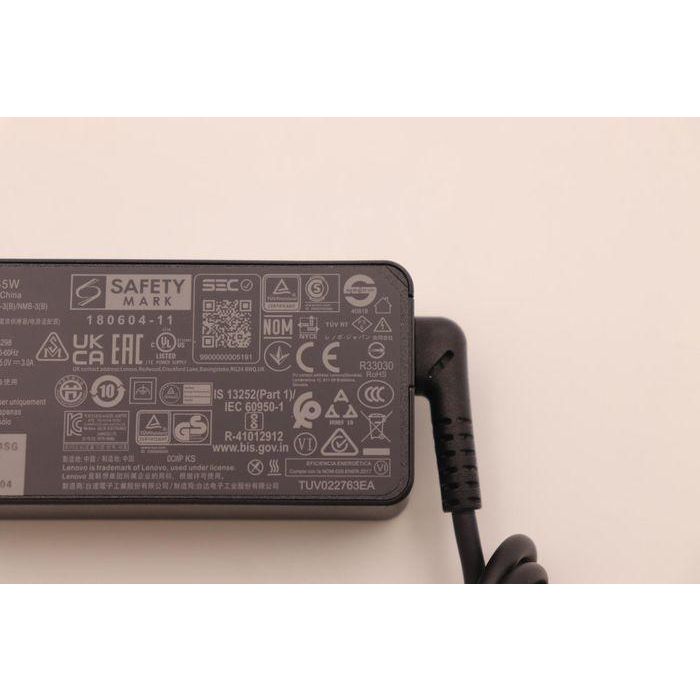 Lenovo AC adapter with 45W output, supports multiple voltage levels: 20V, 15V, 9V, and 5V, features 3 ports for connectivity. 4 Lenovo AC adapter with 45W output, supports multiple voltage levels: 20V, 15V, 9V, and 5V, features 3 ports for connectivity. 4